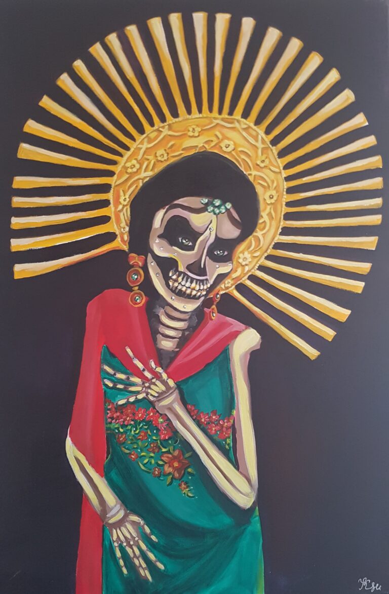 Santa Muerte €225. Acrylic on canvas.