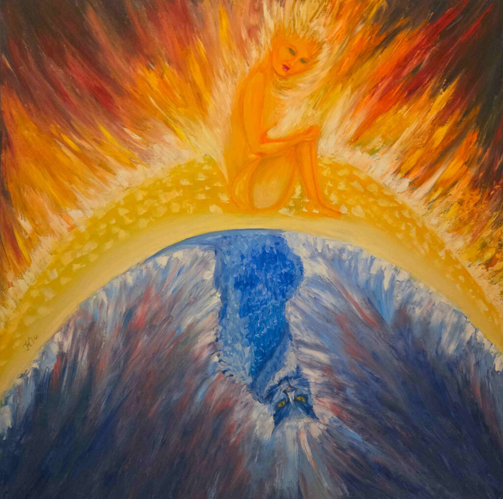 Sun Woman Moon Cat. €615. Oil on canvas.