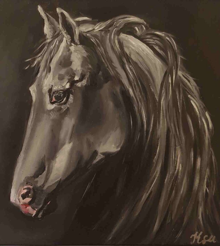 Black Horse €100. Oil on glass